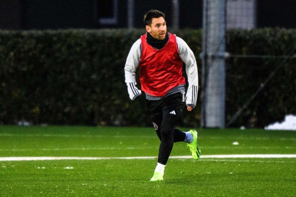 Lionel Messi takes part in Inter Miami’s training session east of Tokyo on Tuesday. Photo: AFP